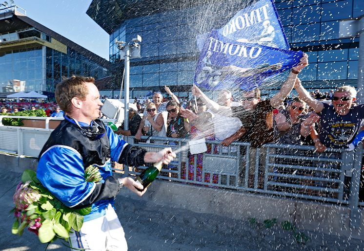 Björn Goop efter segern med Tiomoko i Elitloppet 2014