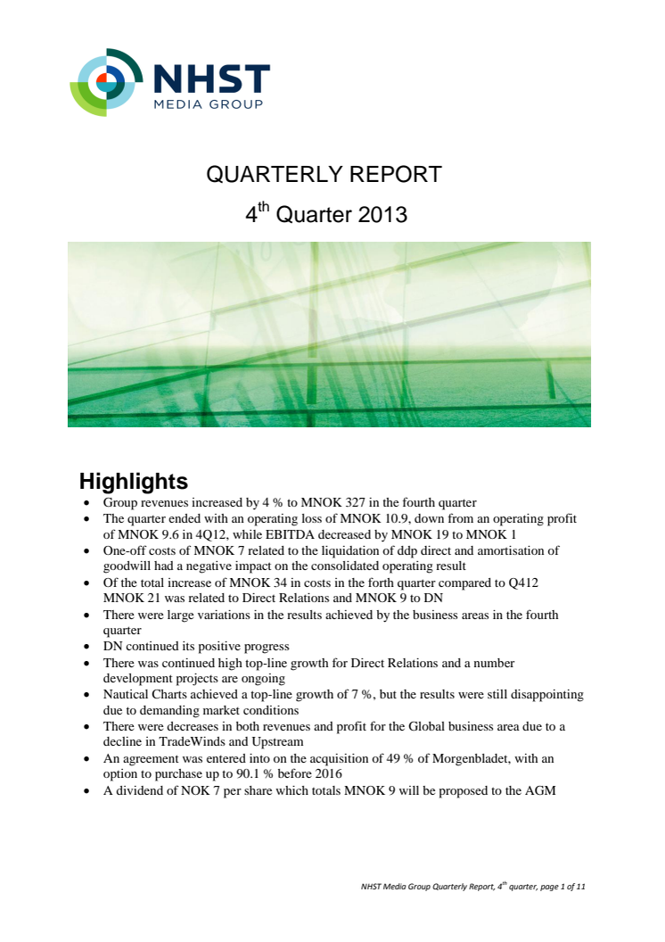 Quarterly Report fourth quarter 2013