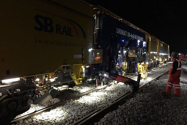 Tamping machine track levelling - credit Network Rail