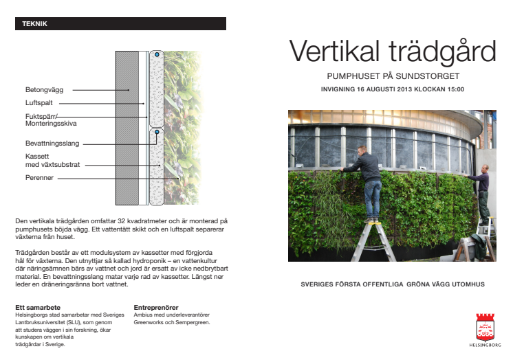 Vertikal trädgård Helsingborg, folder