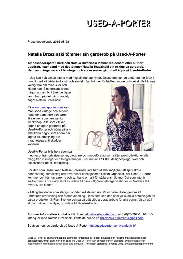 Natalia Brzezinski tömmer sin garderob på Used-A-Porter 