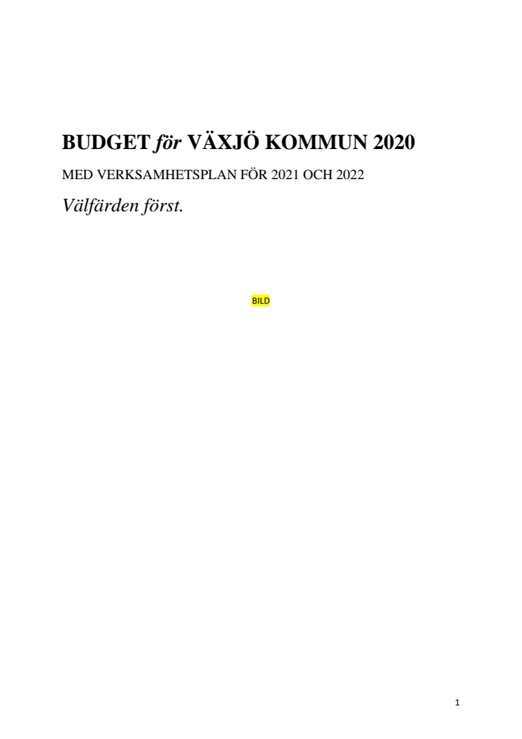 Blågrönas budget 2020