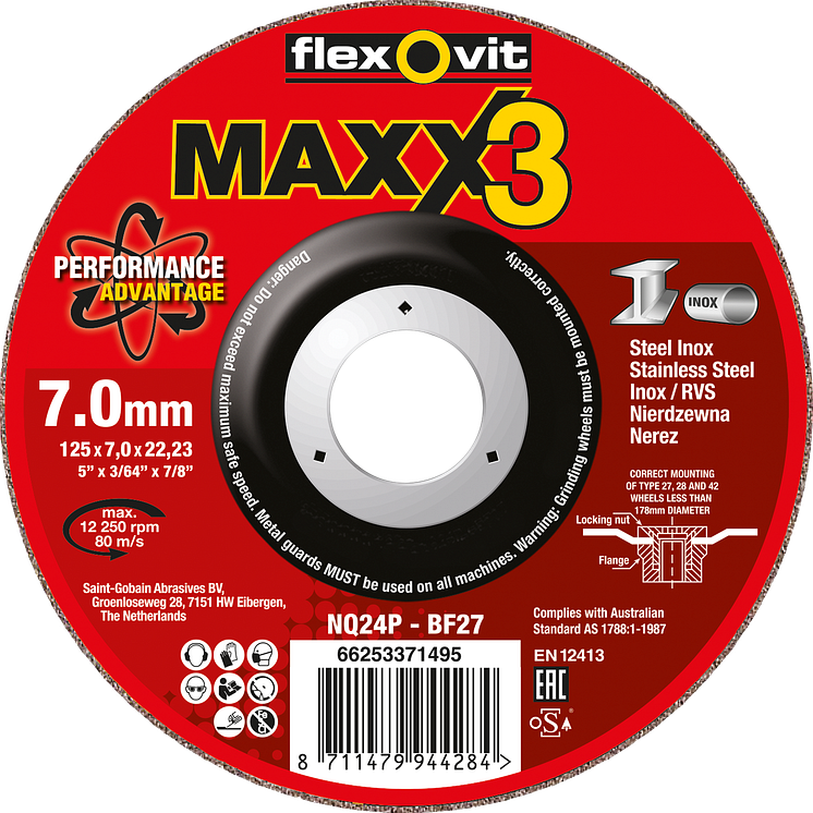 Flexovit Maxx3 Inox - Produkt 125mm