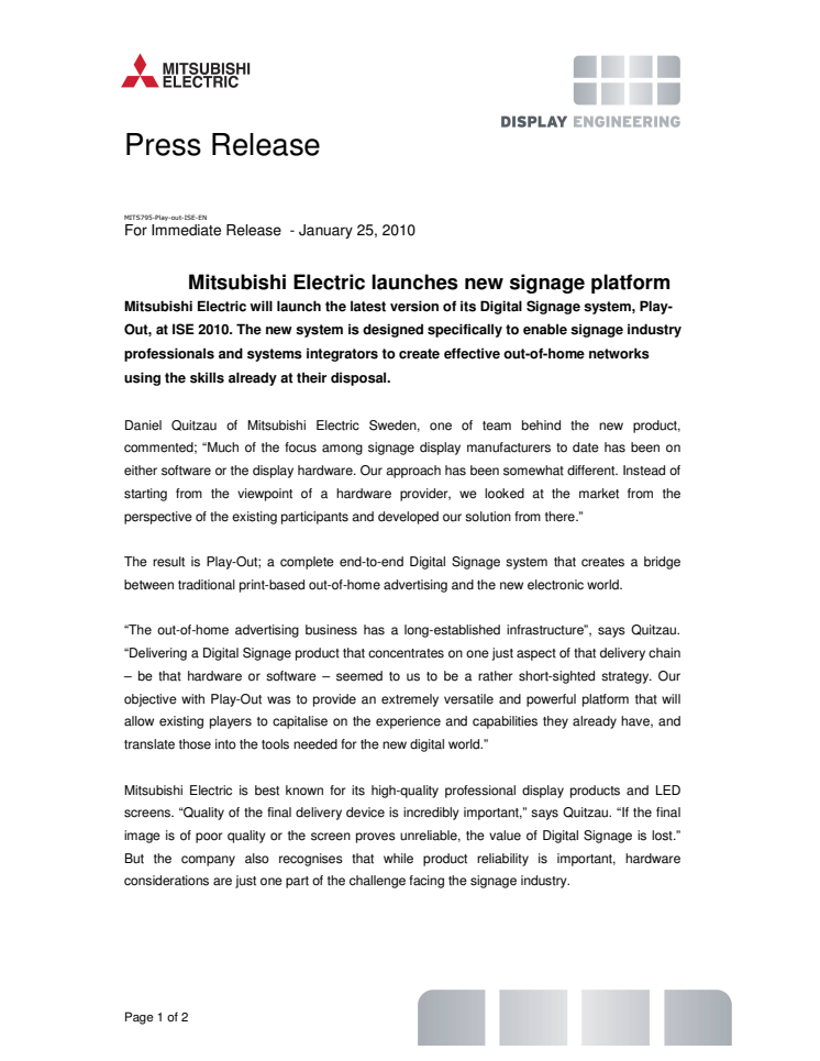 Mitsubishi Electric launches new signage platform