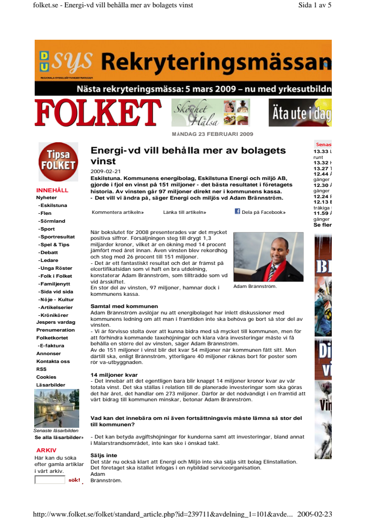 Tidningen Folket-rekordvinst