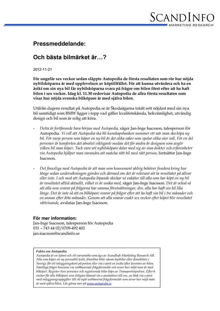 Och bästa bilmärket är…?