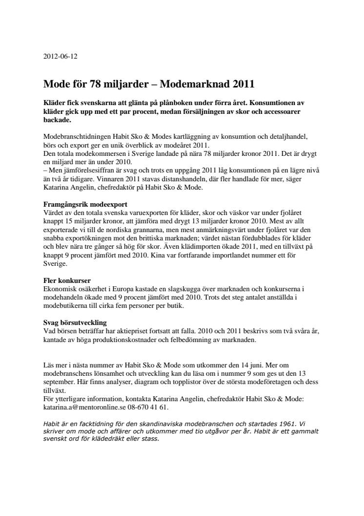 Mode för 78 miljarder – Modemarknad 2011