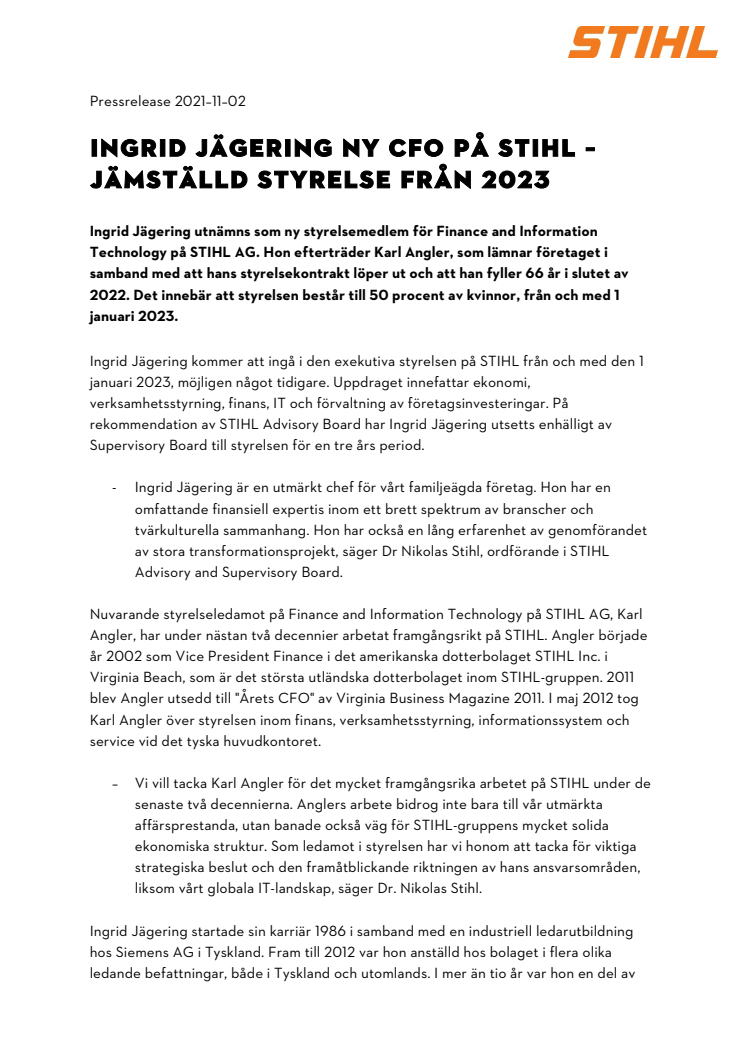 STIHL Sverige_INGRID JÄGERING NY CFO PÅ STIHL – JÄMSTÄLLD STYRELSE FRÅN 2023 .pdf