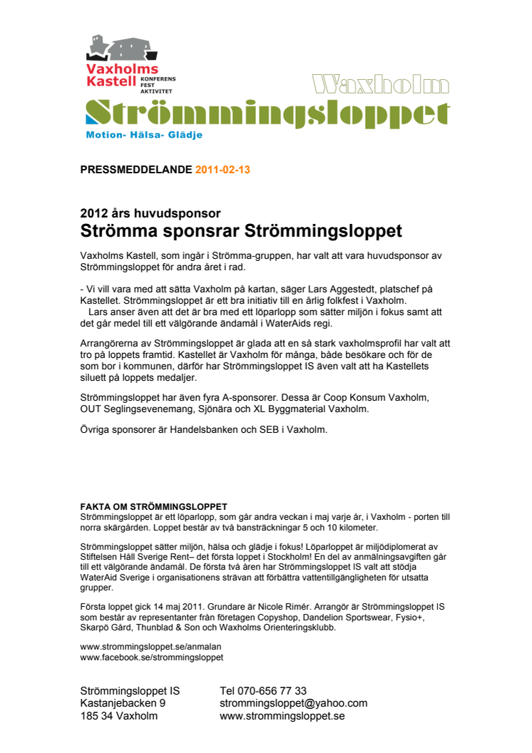 Strömmingsloppets 2012-års sponsorer