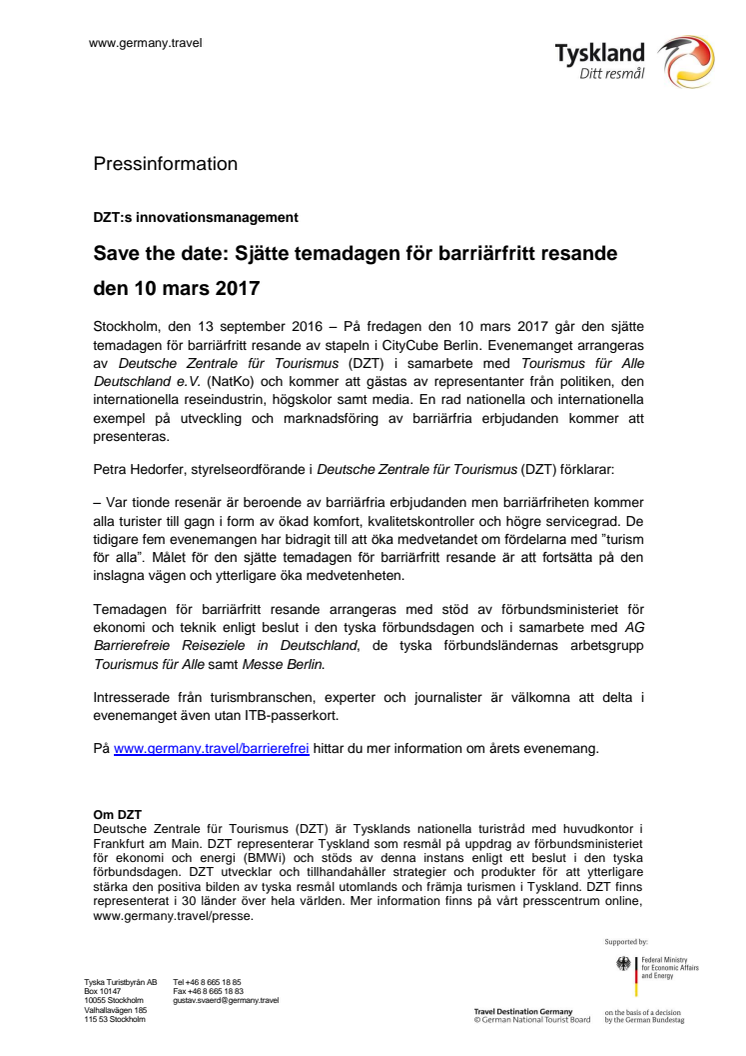 ​Save the date: Sjätte temadagen för barriärfritt resande den 10 mars 2017