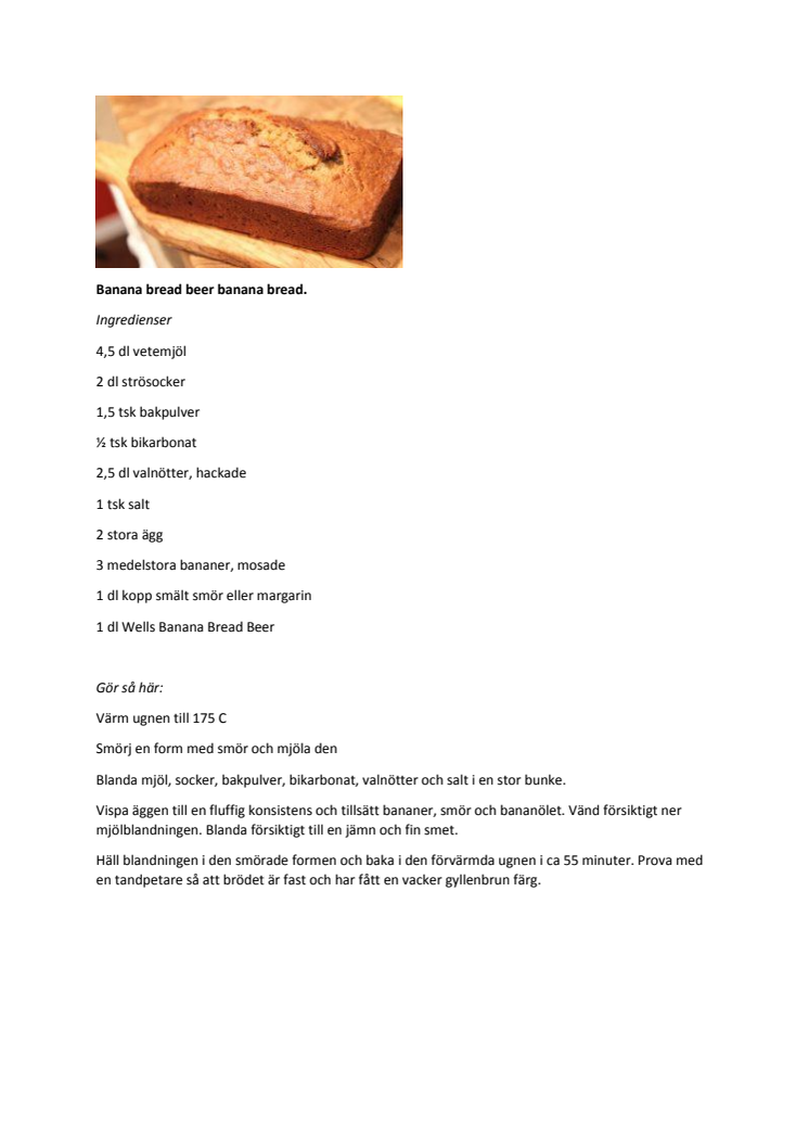 Recept: Bananbröd med Banana Bread Beer