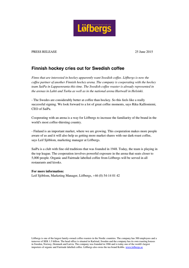 Finnish hockey cries out for Swedish coffee