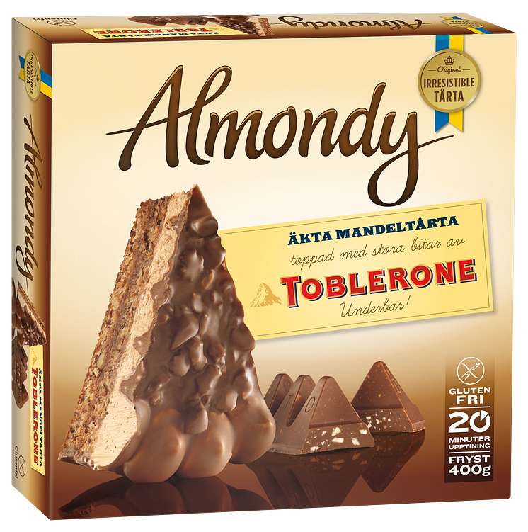 Almondy mandeltårta med bitar av Toblerone