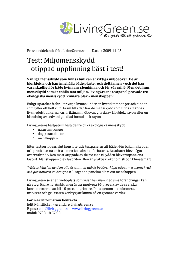 LivingGreen.se testar: Miljömensskydd - otippad uppfinning bäst i test!