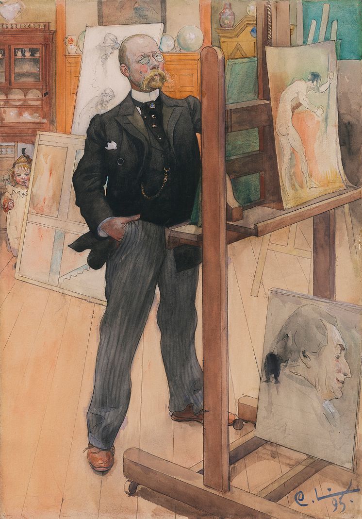 Carl Larsson, Självporträtt, 1895, akvarell på papper, 50 x 34,5 cm, Prins Eugens Waldemarsudde.