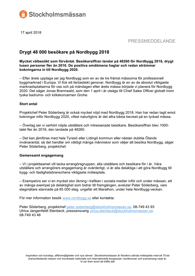 Drygt 48 000 besökare på Nordbygg 2018