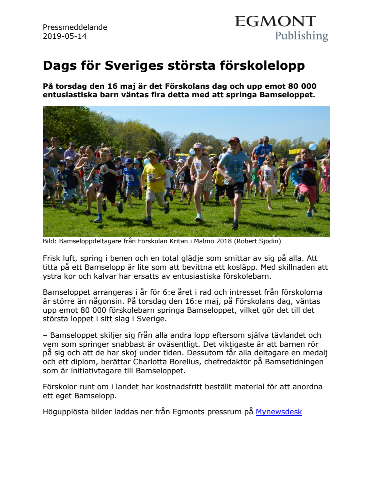 Dags för Sveriges största förskolelopp 