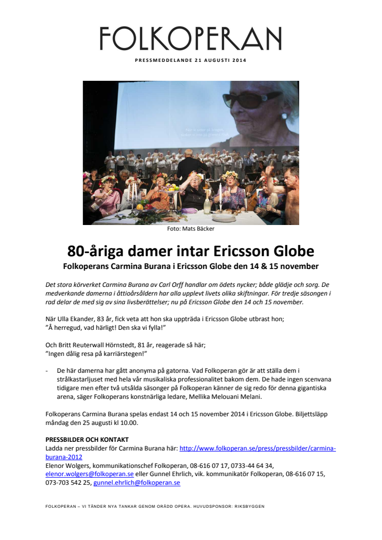 80-åriga damer intar Ericsson Globe