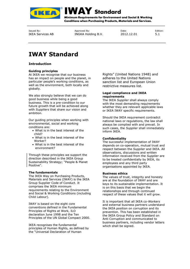 Hur IKEA av leverantörer köper produkter, material och tjänster (IWAY) 