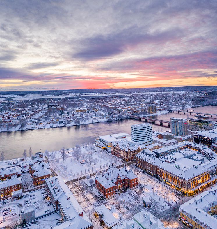 Vintervy över Umeå 