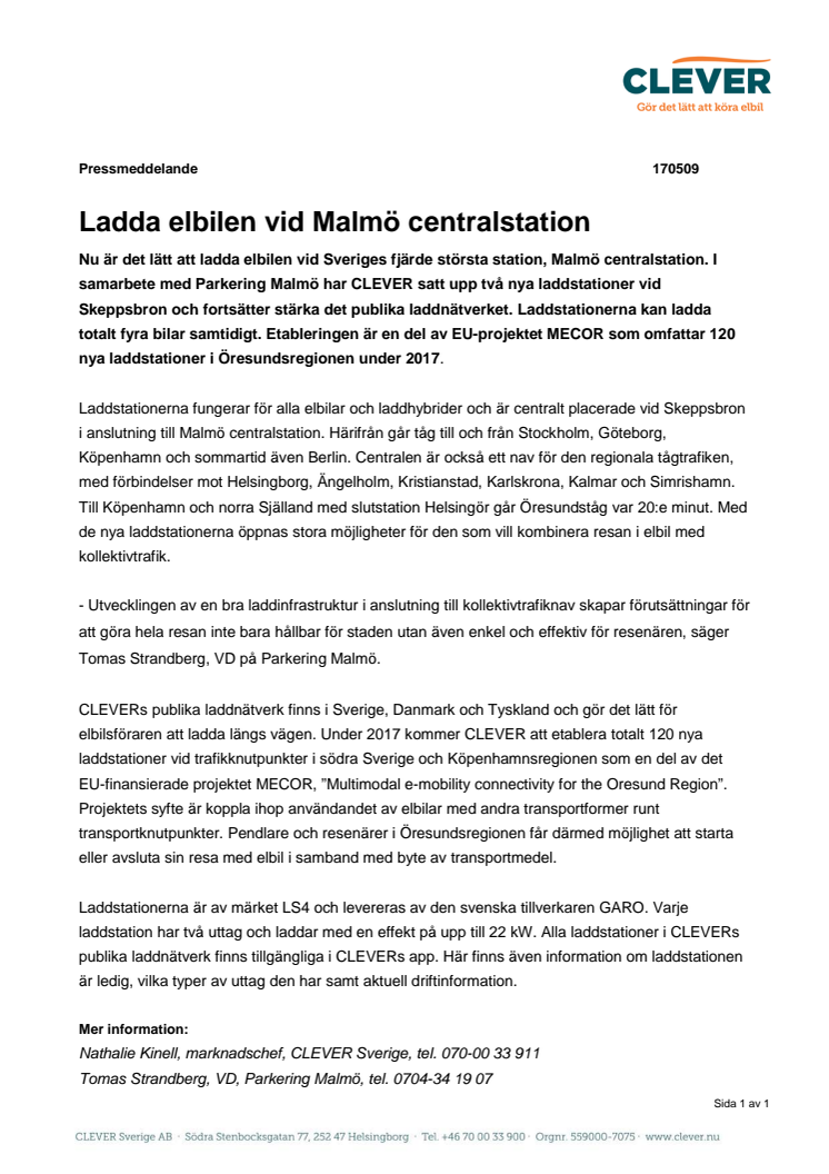 Ladda elbilen vid Malmö centralstation