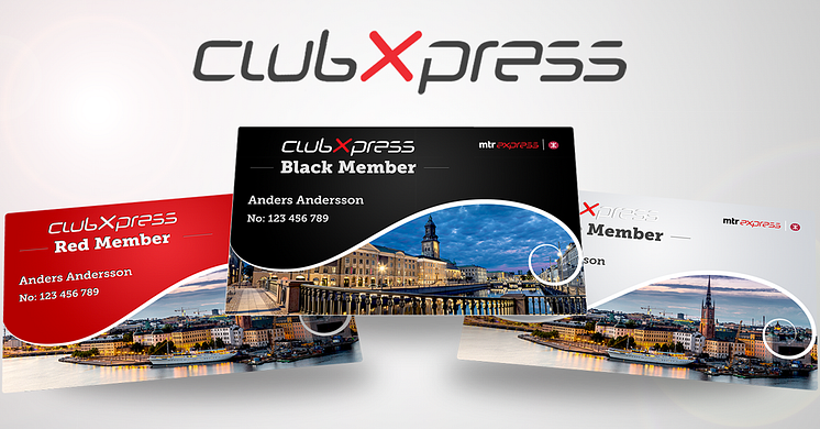 Bild kortdesign för medlemskort i club Xpress - lojalitetsprogram för MTR Express