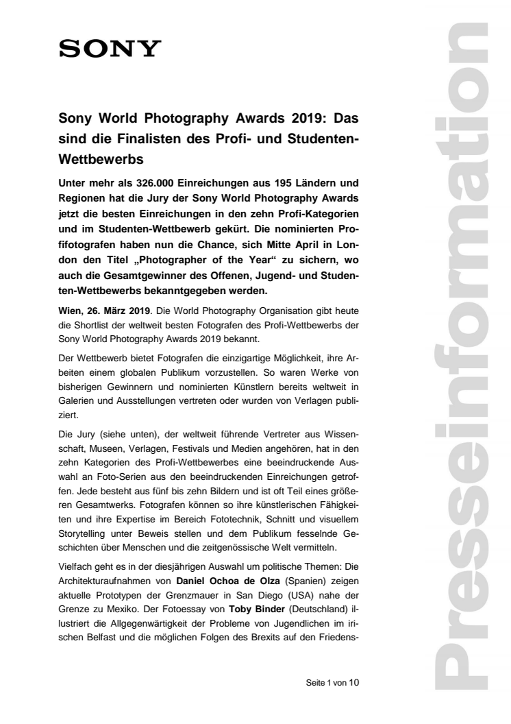 Sony World Photography Awards 2019: Das sind die Finalisten des Profi- und Studenten-Wettbewerbs