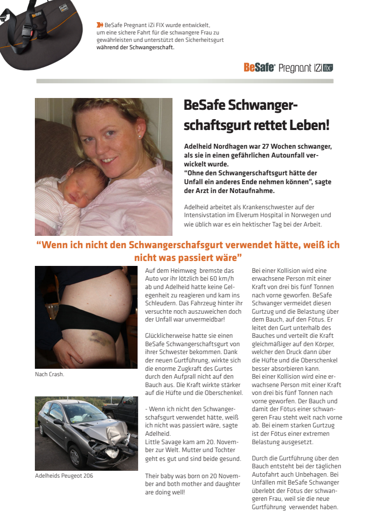 BeSafe Schwangerschaftsgurt rettet Leben!