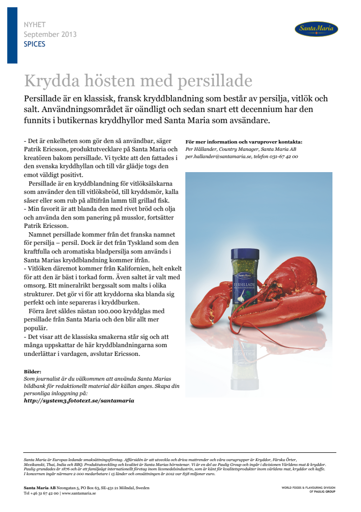 Krydda hösten med persillade