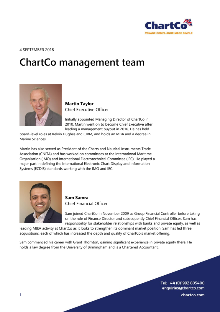 ChartCo Management Team - 2018