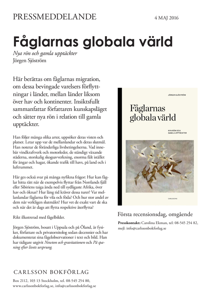 Ny bok: Fåglarnas globala värld 