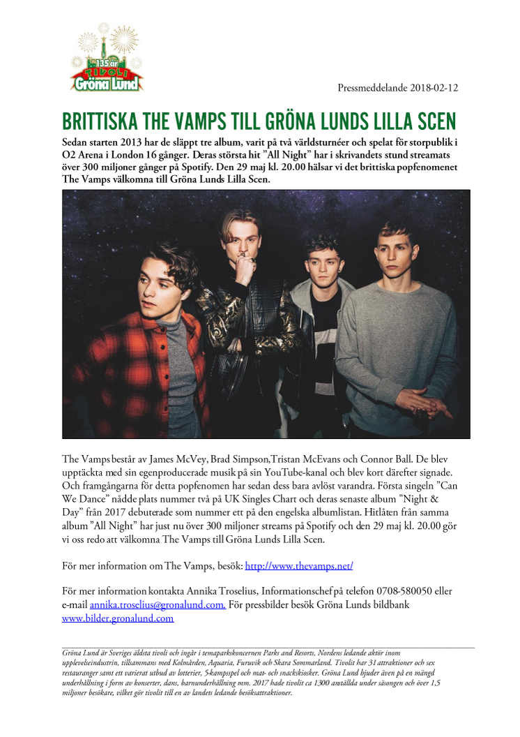 Brittiska The Vamps till Gröna Lunds Lilla Scen