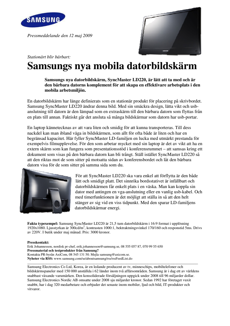Samsungs nya mobila datorbildskärm