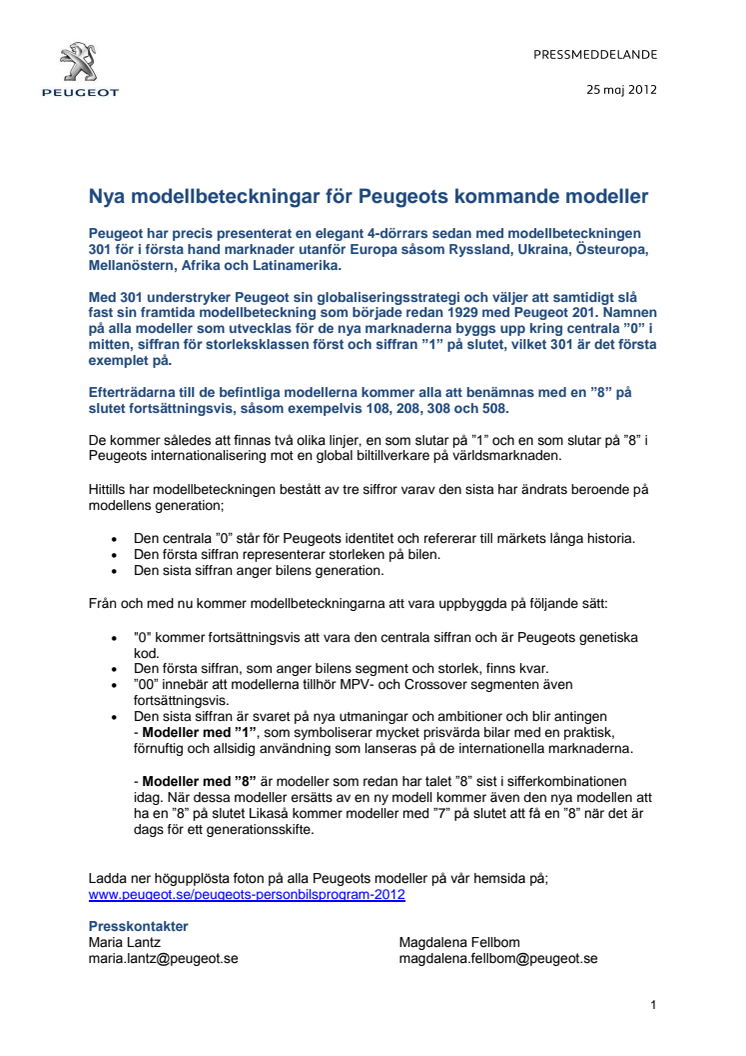 Nya modellbeteckningar för Peugeots kommande modeller