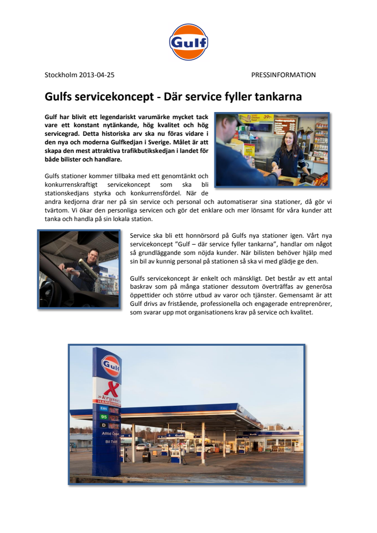 Gulf servicekoncept  - där service fyller tankarna