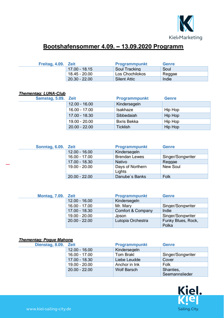 Programm zum Bootshafensommer 2020