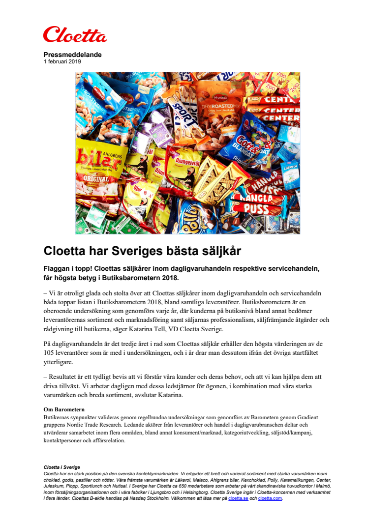 Cloetta har Sveriges bästa säljkår