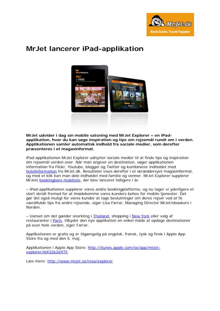 MrJet lancerer iPad-applikation