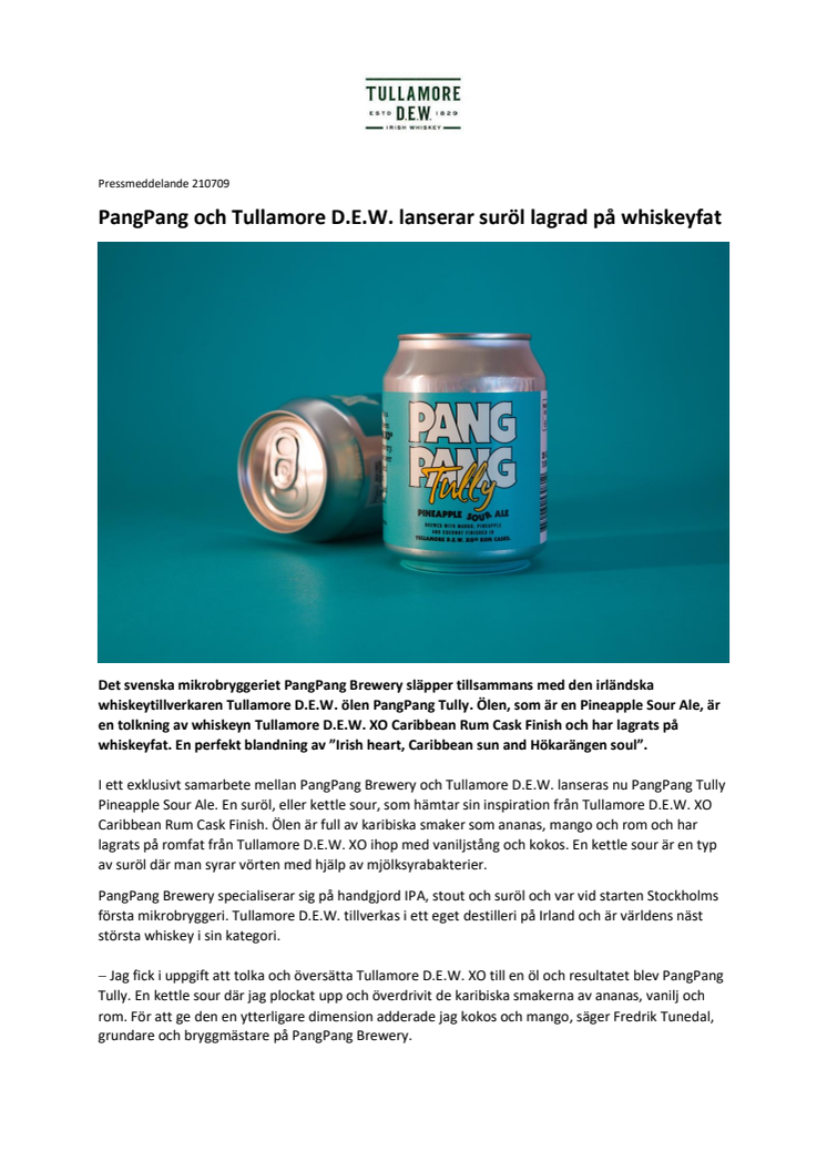 Pressmeddelande - PangPang och Tullamore D.E.W. lanserar suröl lagrad på whiskeyfat.pdf