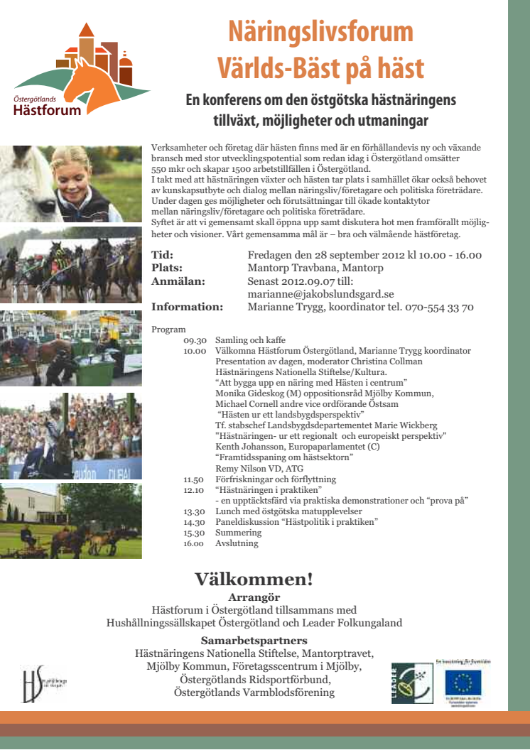 Näringslivsforum Östgötamässan häst