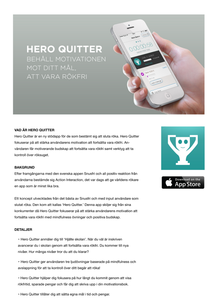 NEW APP: Hero Quitter - quit smoking today, be your own hero