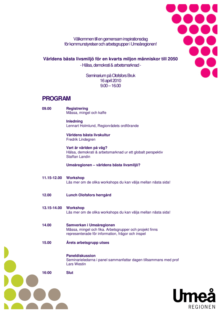 Program Inspirationsdag Umeåregionen