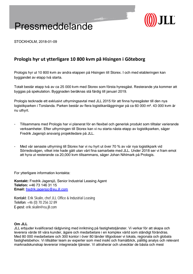 Prologis hyr ut ytterligare 10 800 kvm på Hisingen i Göteborg