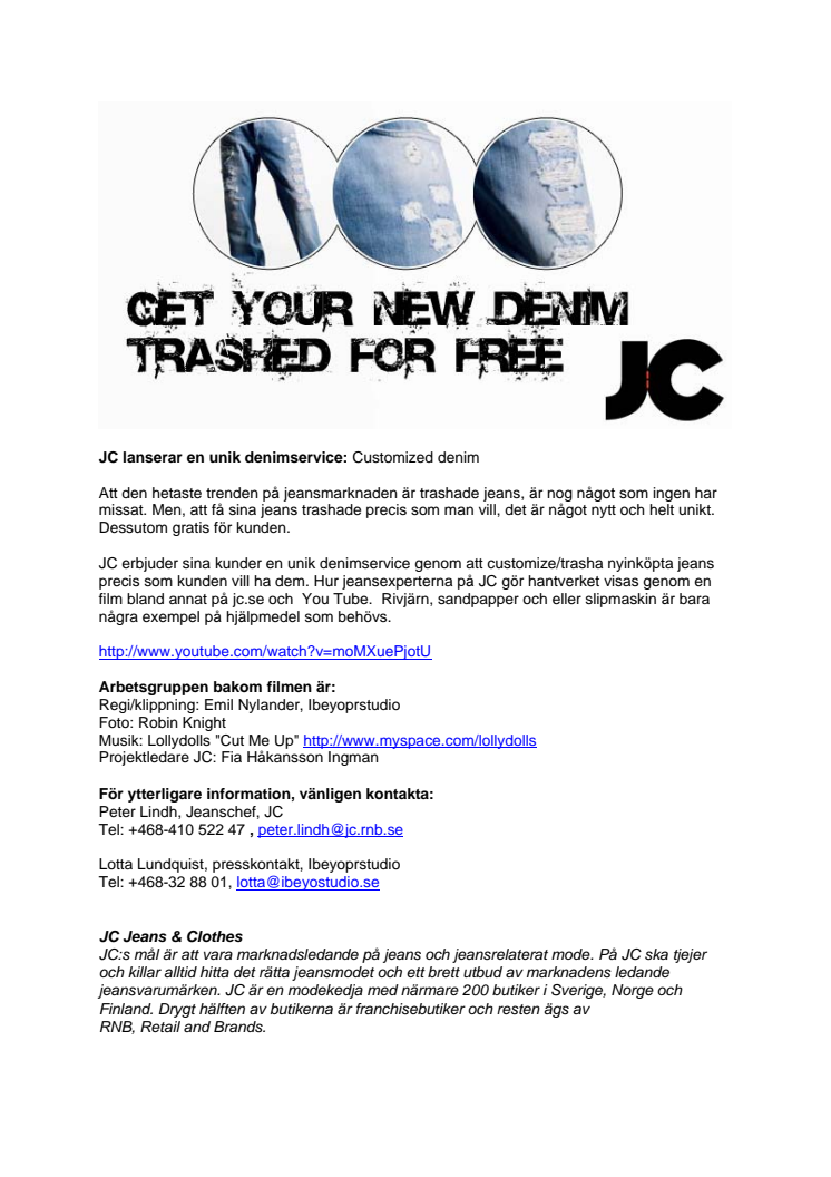 JC lanserar en unik denimservice: Customized denim