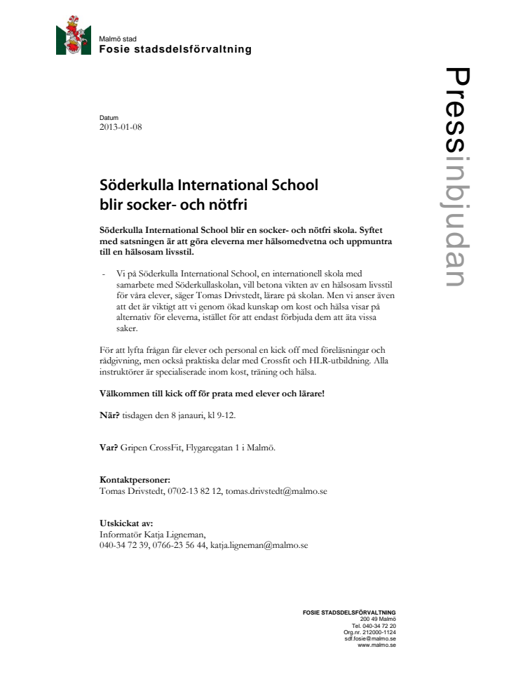 Söderkulla International School blir socker- och nötfri