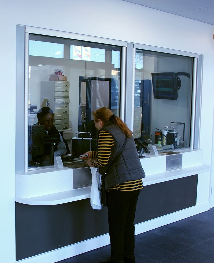 Serving from one of the three new ticket office windows