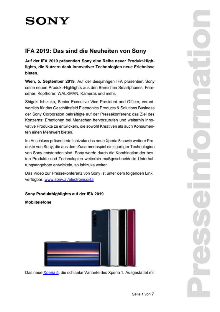 IFA 2019: Das sind die Neuheiten von Sony