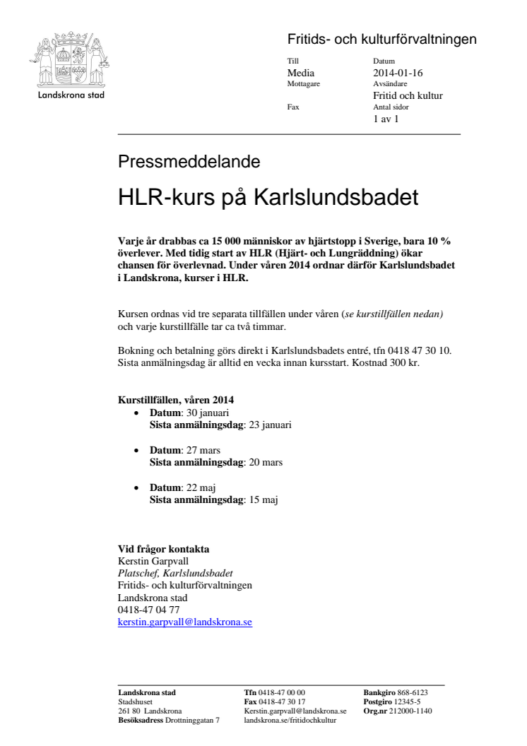 HLR-kurs på Karlslundsbadet