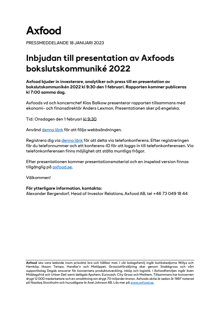 Inbjudan till presentation av Axfoods bokslutskommuniké 2022.pdf