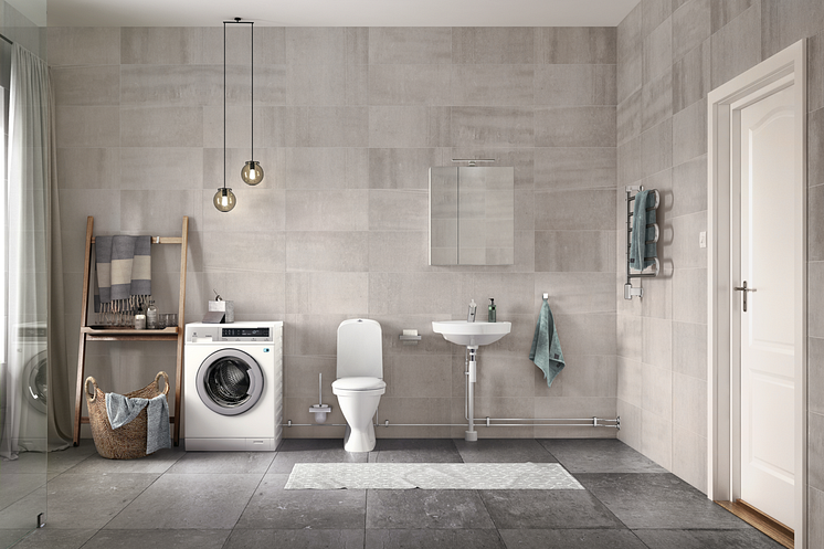 Traditional bathroom with floor standing elements